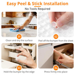 CHUNZEXI 192 PCS Clear Cabinet Door Bumpers, 1/2 Inch Round Rubber Pads