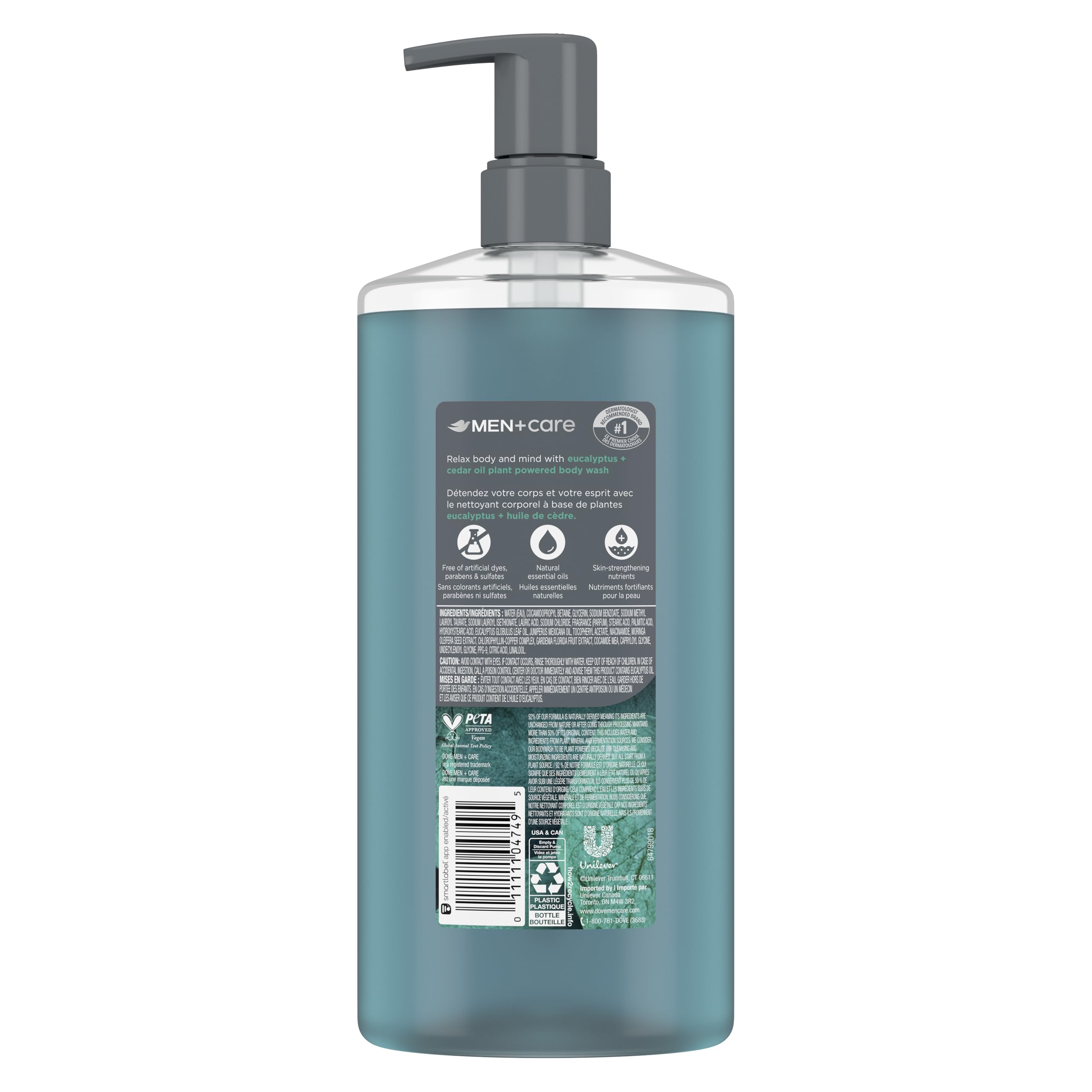 Dove Men+Care Plant-Based Body Wash Eucalyptus & Cedar Oil Pump, 769mL