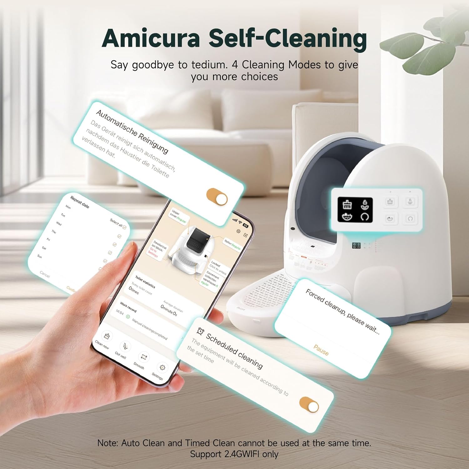 Amicura Self Cleaning Cat Litter Box Cura 2 NEW OPEN BOX