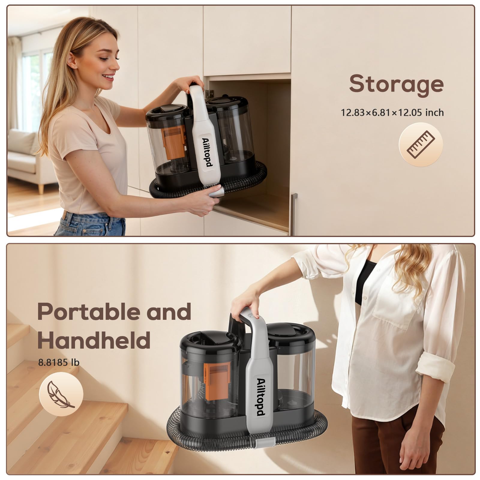 AILLTOPD C5 Portable Carpet &15Kpa Powerful Suction Upholstery Deep Stain Cleaning Spot Cleaner Vacuum