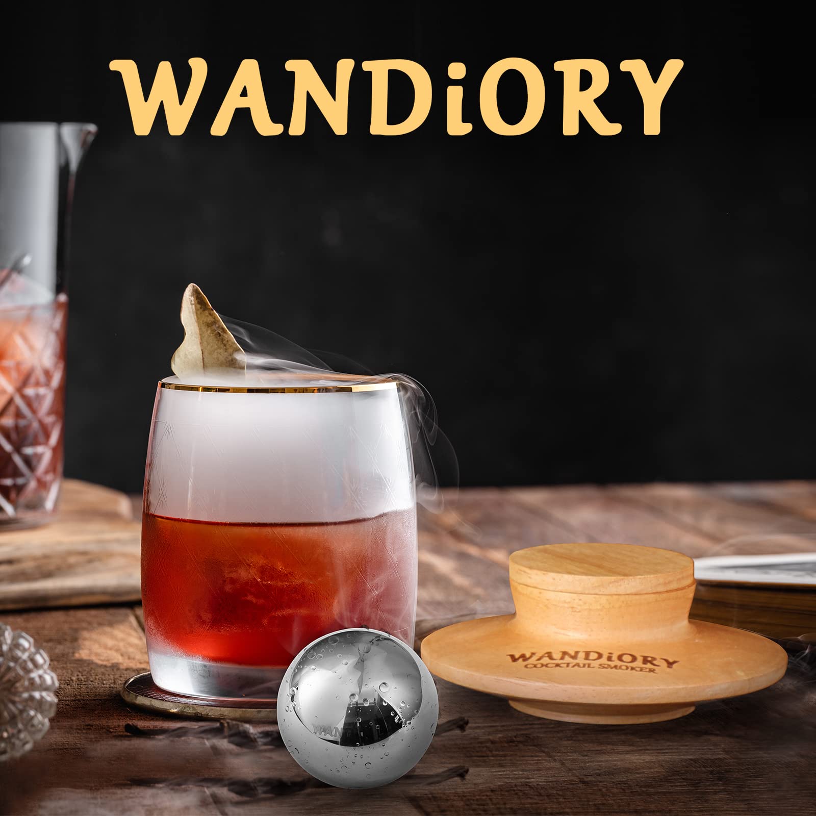 Cocktail Smoker Kit with Torch, WANDiORY Original Bourbon Whisky Drink Smoker Infuse Kit Includes 2 Whiskey Stone, Gifts for Men/Him/Father/Halloween/Christmas