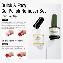 Candy Lover Gel Nail Polish Remover Kit - Gel Polish Remover and Latex Tape Peel Off Liquid with Cuticle Pusher&Nail File, Gel Remover for Nails in 3-5 Minutes, Nail Art Liquid Latex Barrier Protector