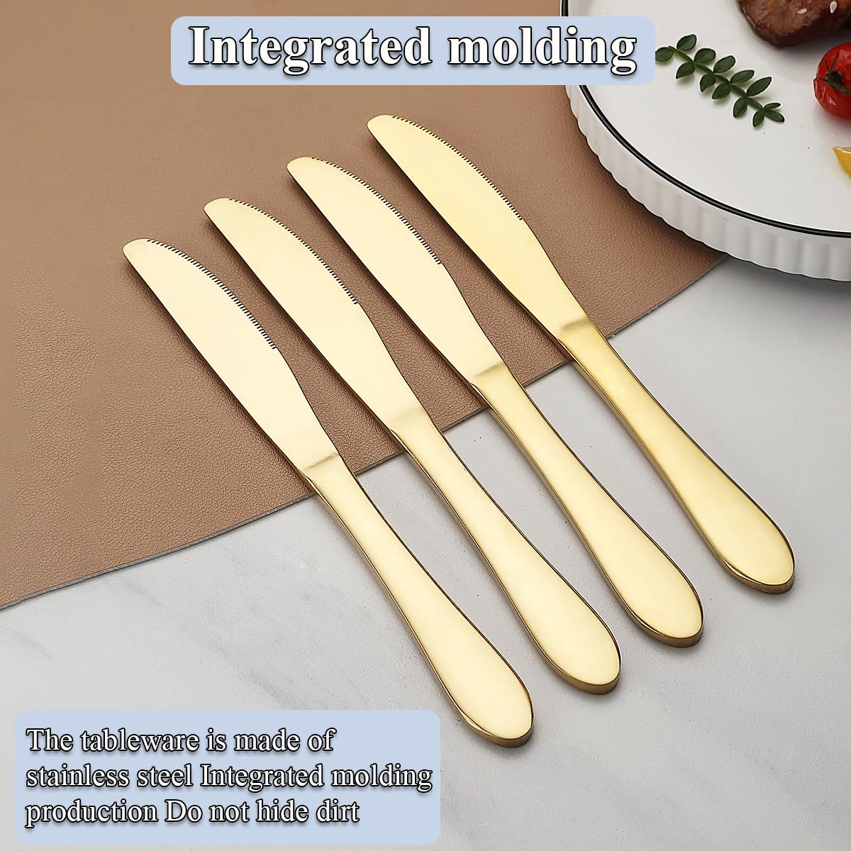 Berglander Set of 12 Pieces Titanium Gold Plating Stainless Steel Butter Knives Dishwasher Safe