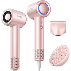 CONFU High Speed Professional Ionic Blow Dryer with Diffuser for Fast Drying, Hair for Curly Hair, PINK