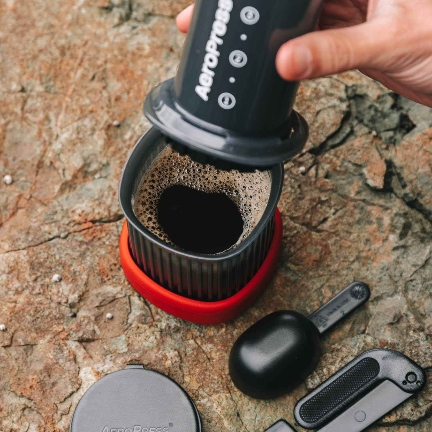 AeroPress Go All-in-One French Press, Pour-Over & Espresso Style Manual Brewer Extra Small Portable Coffee Maker Kit