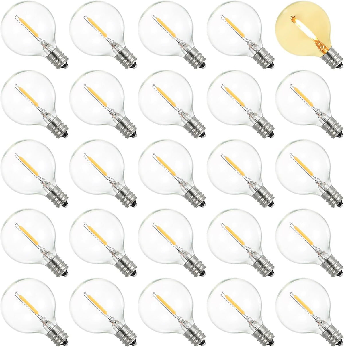 Dr. BeTree 25 Pack G40 LED Replacement Bulbs, 0.6W Clear Globe LED Bulbs for Family Gatherings and Outdoor Gardens
