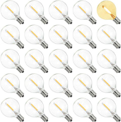 Dr. BeTree 25 Pack G40 LED Replacement Bulbs, 0.6W Clear Globe LED Bulbs for Family Gatherings and Outdoor Gardens