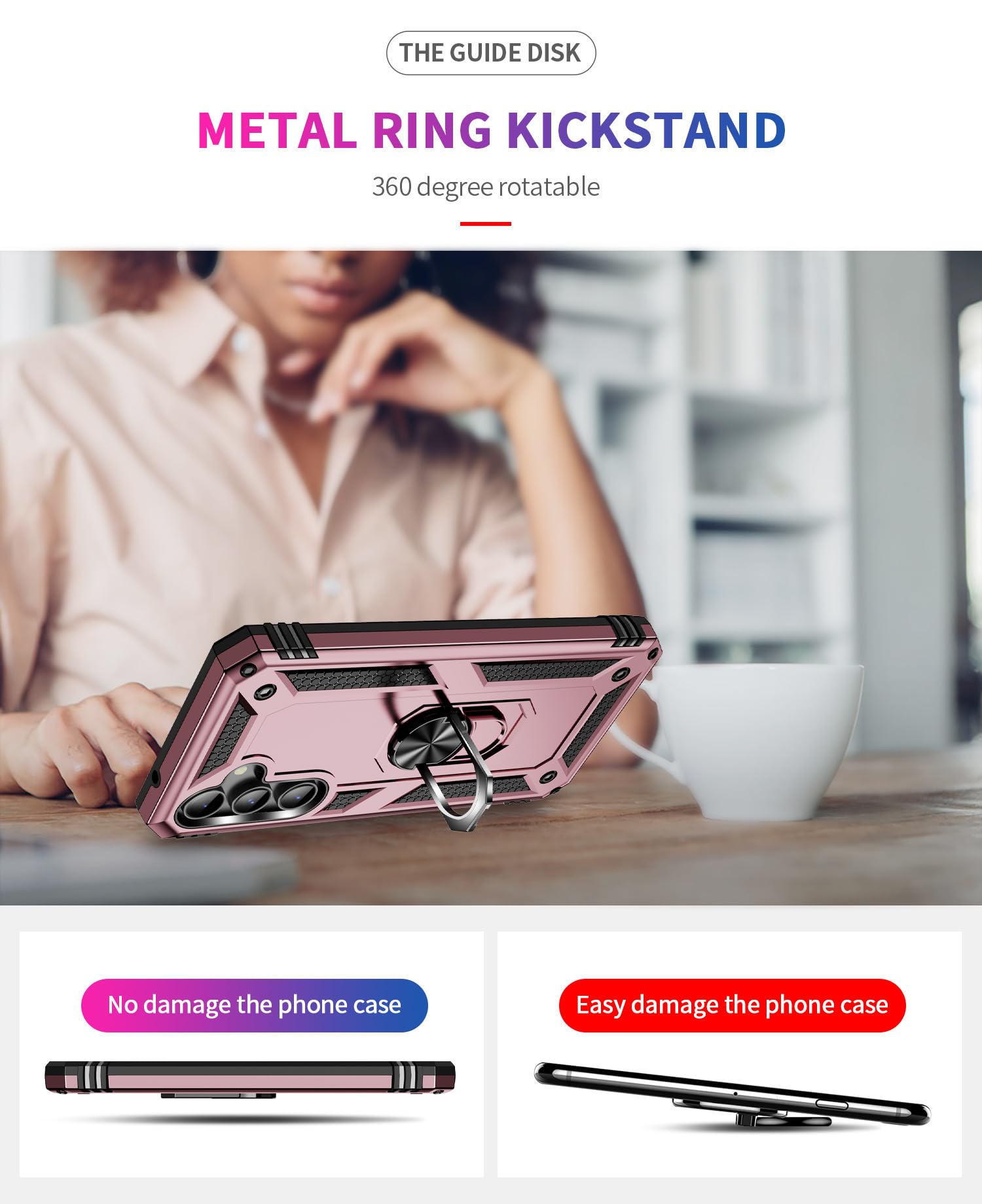 CQUIK Phone Case for Samsung Galaxy S23 FE 5G Case with Ring Stand Magnetic Kickstand for Samsung Galaxy S23 S23 FE