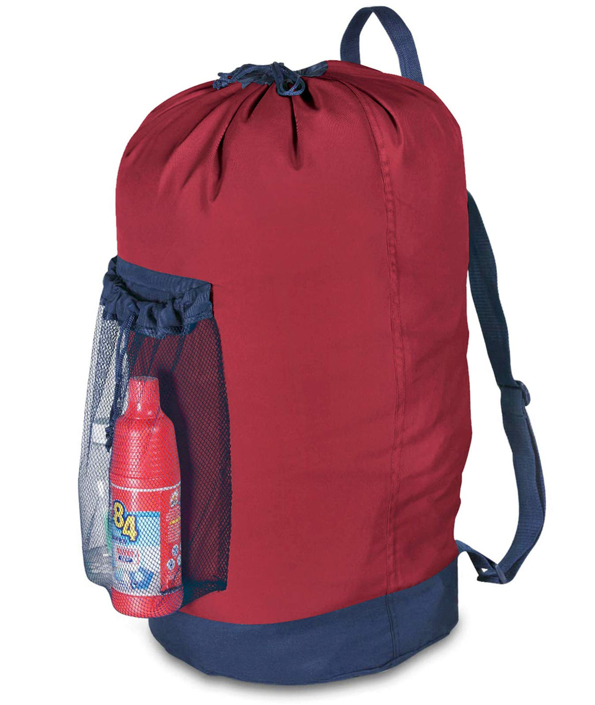 Dalykate Backpack Laundry Bag, 115L Large Hamper with Shoulder Straps, Drawstring Closure, Mesh Pocket, Red