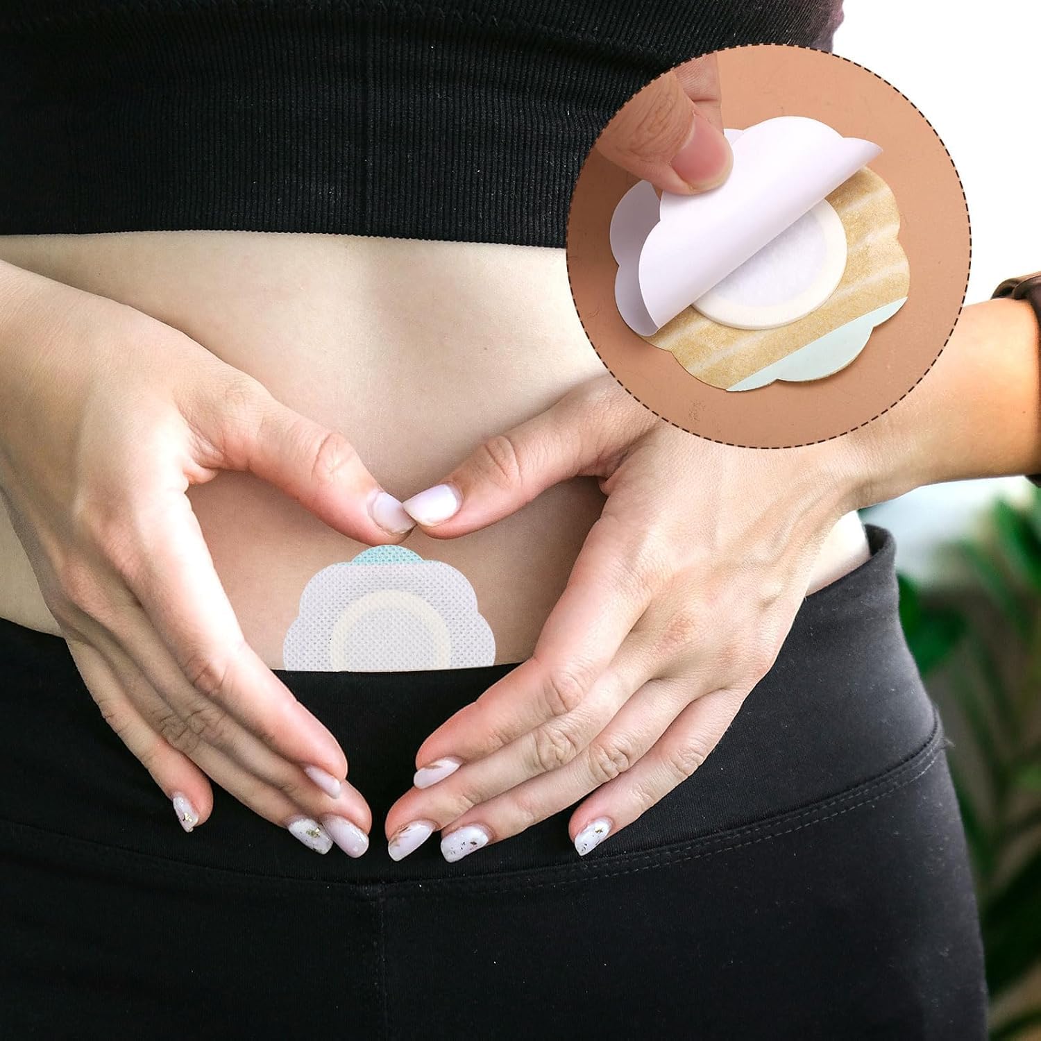 BOBOB 50pcs Castor Oil Patches Self-Adhesive Heart Shape Belly, OIL NOT INCLUDED