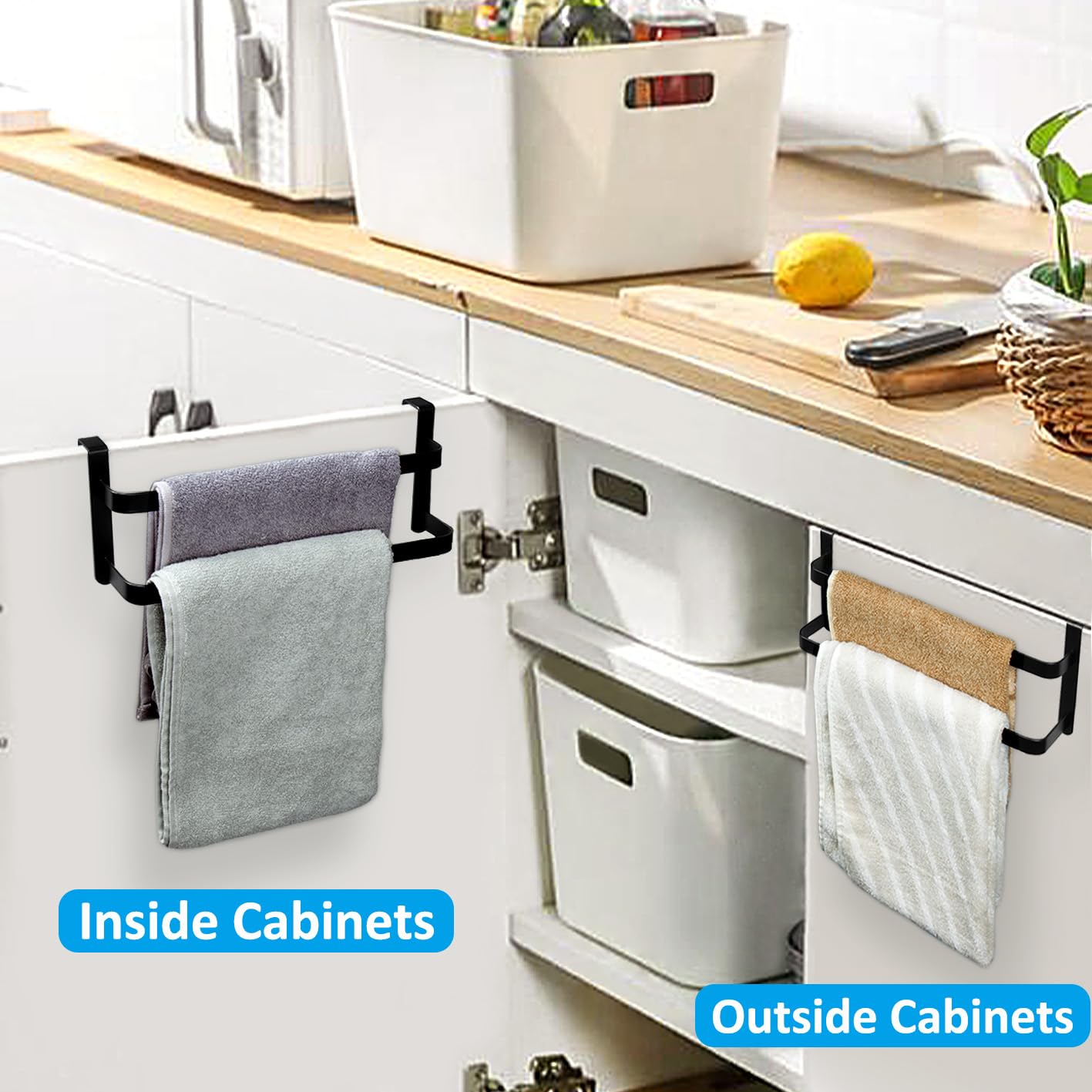 1 Pc Towel Holder for Kitchen Cabinet,Two-Tier Kitchen Towel Rack,Steel Over Cabinet Door Towel Bar,Double Towel Bar Rack,Holds Hand/Dish Towels & Washcloths