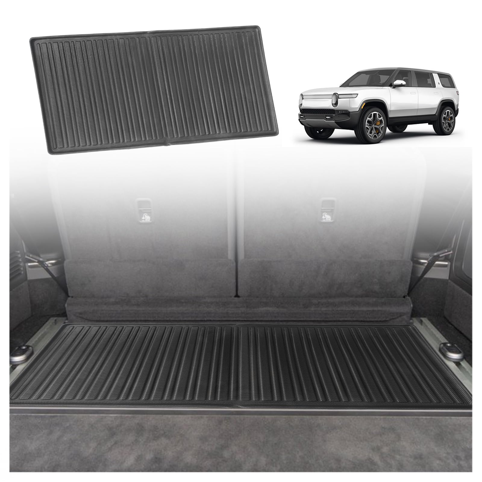 BestEvMod for Rivian R1S All Weather Trunk Mat Protection Accessories, 3D Cargo Liner TPE Material Compatible with Rivian R1S 2022-2024 2025 Interior Accessories