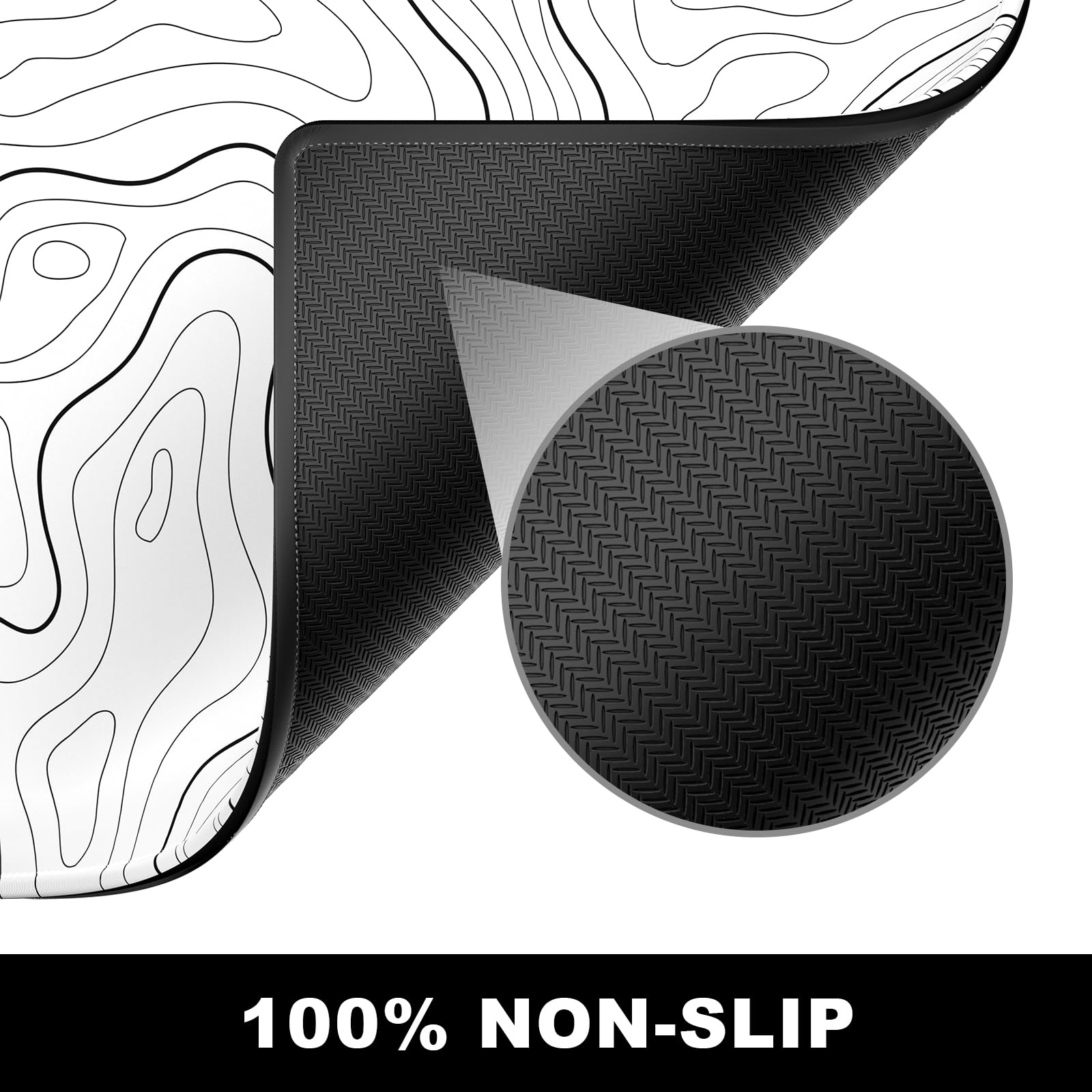 BOSOBO 80x30cm Minimalist Abstract Lines Large Desk Gaming Mouse Pad Mat, WHITE/BLACK