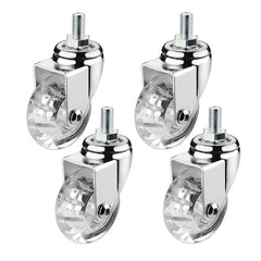 AZHAOMLIN Set of 4 Clear Rubber Industrial 2 INCH Castor Wheels without Brakes Replacement for Furniture/Cart M8*15mm