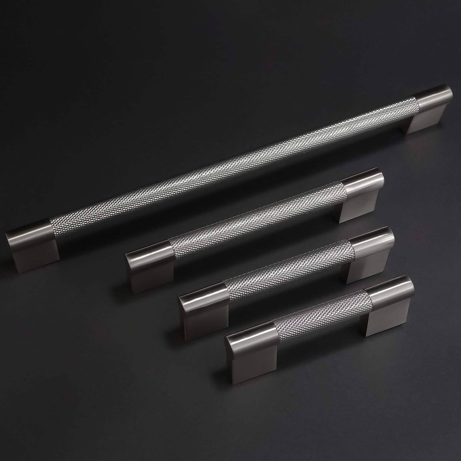 BUKOBYHE 10 Pack 3.75 inch(96mm) Brushed Satin Nickel Kitchen Cabinet Handles Knurled X003YZEUWD