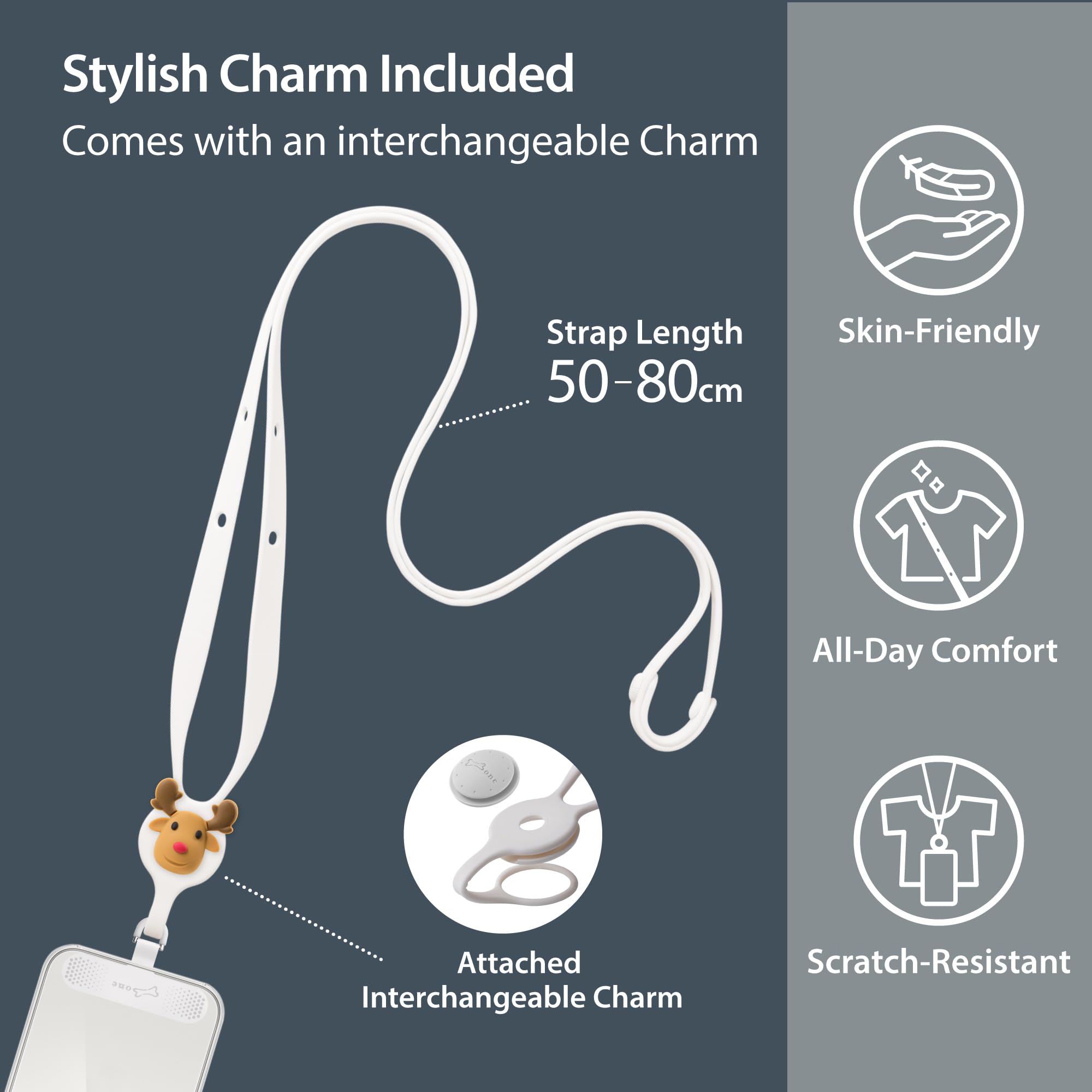 BONE Universal Adjustable Crossbody CAT THEME Lanyard Phone Tether Tab, Compatible for All Smartphones