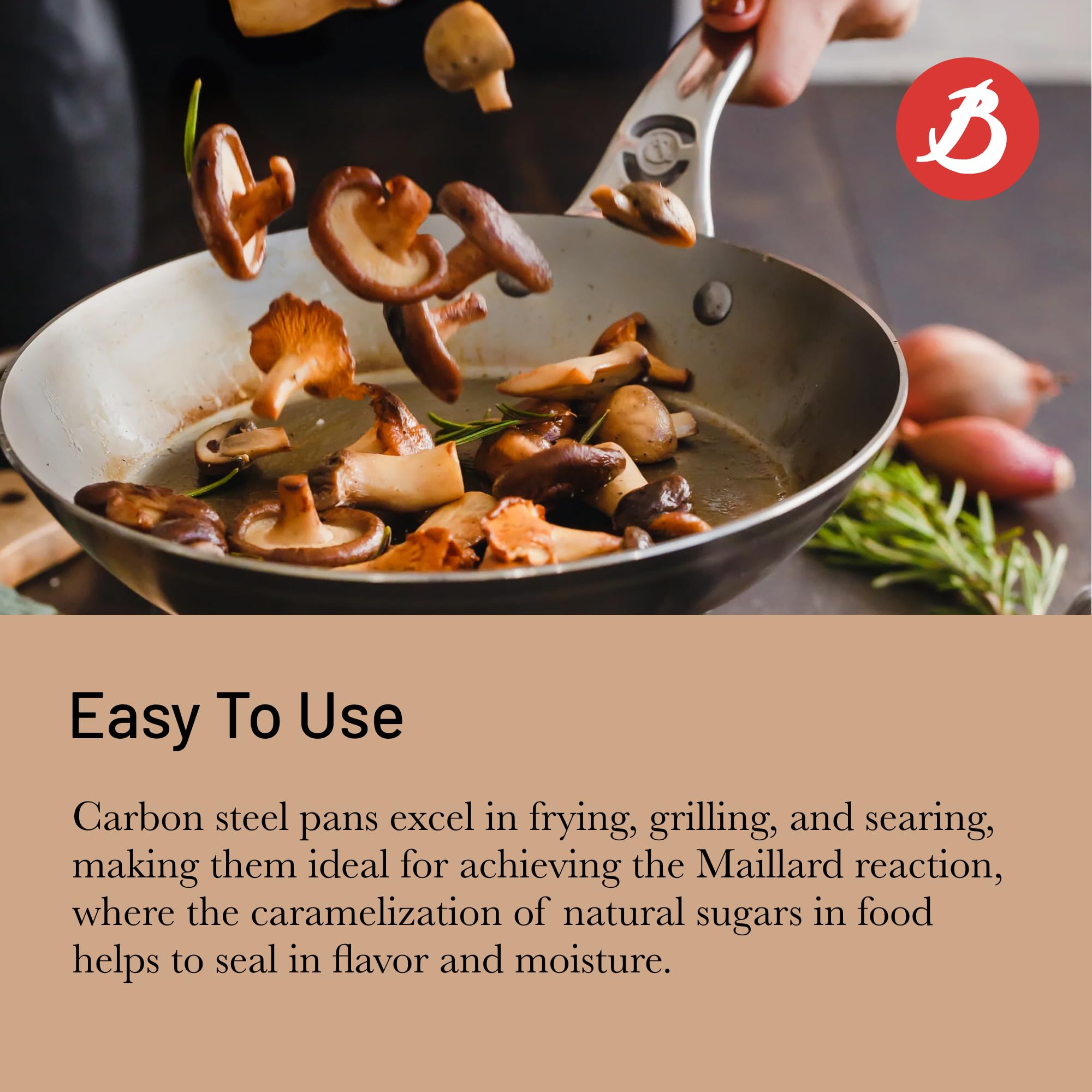de Buyer MINERAL B Pro Carbon Steel 9.5” Diameter, 6.9” Cooking Surface Fry Pan, Made in France