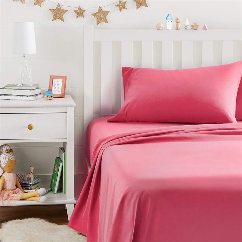 Amazon Basics Soft Microfiber Sheet Set with Elastic Pockets - Twin, Hot Pink CPF8