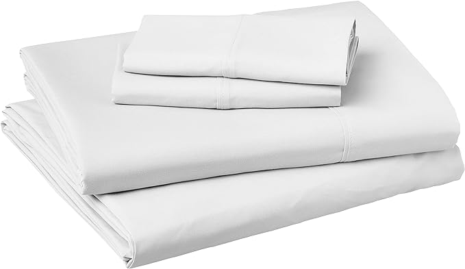 Amazon Basics Easy Care Microfiber Sheet Set with 19" Deep Pockets - King, Bright White JGGW