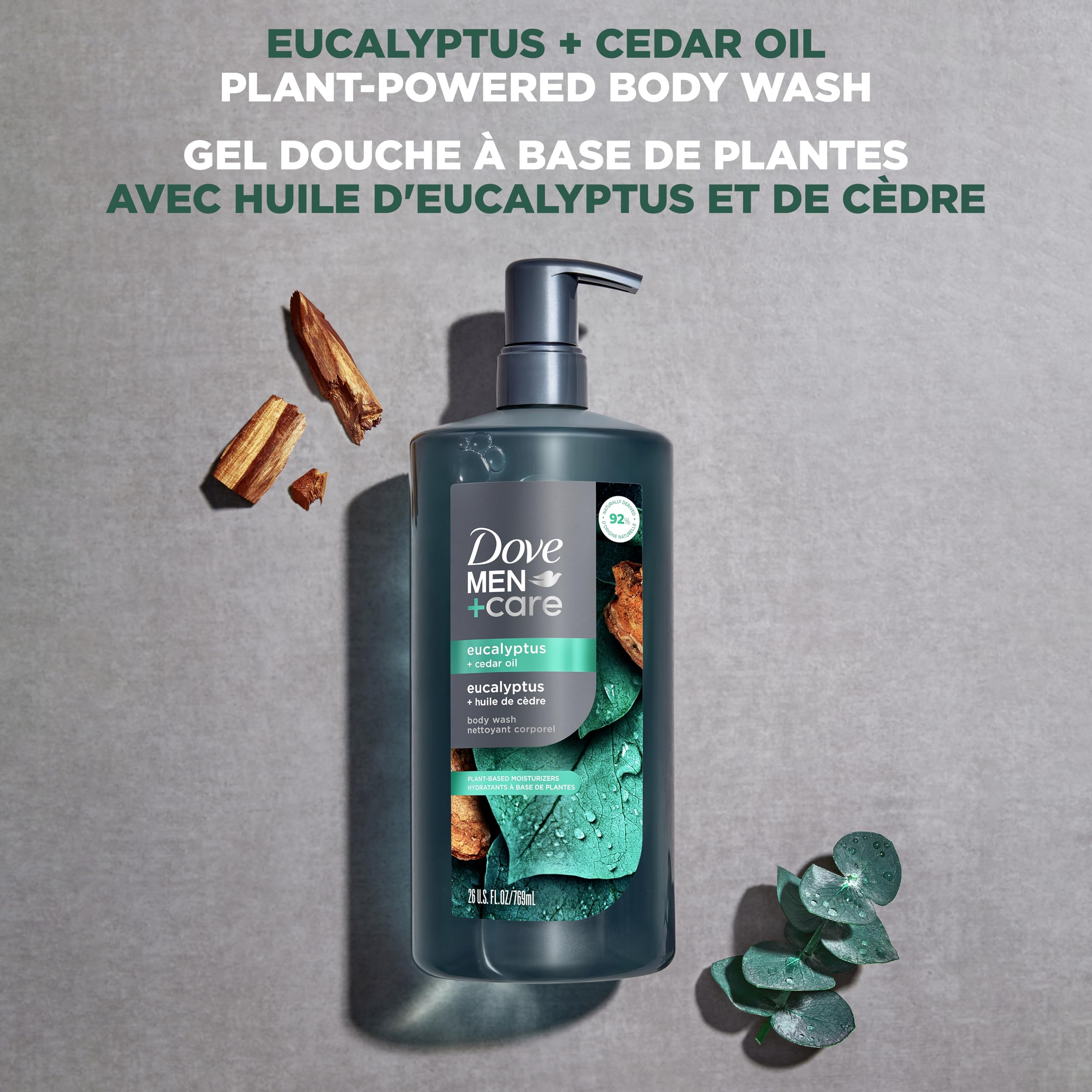Dove Men+Care Plant-Based Body Wash Eucalyptus & Cedar Oil Pump, 769mL