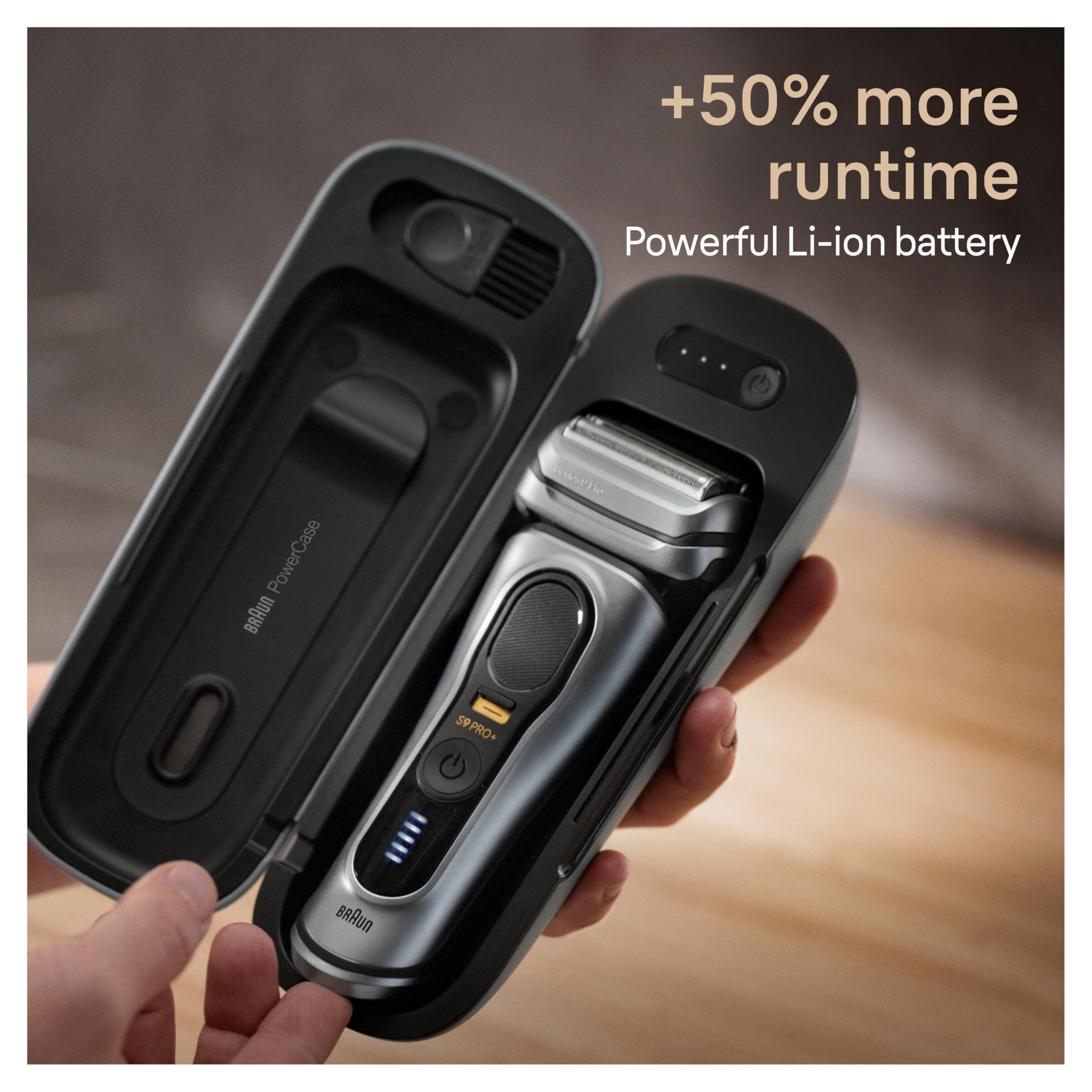 Braun PowerCase 9484pc, Mobile Shaver Charging Case, Compatible with Braun Series 8 and Series 9 Electric Shavers for Men, Up to 6 Weeks of Cordless Shaving Power, 50% More Battery, 90mins Shaving Runtime, Grey