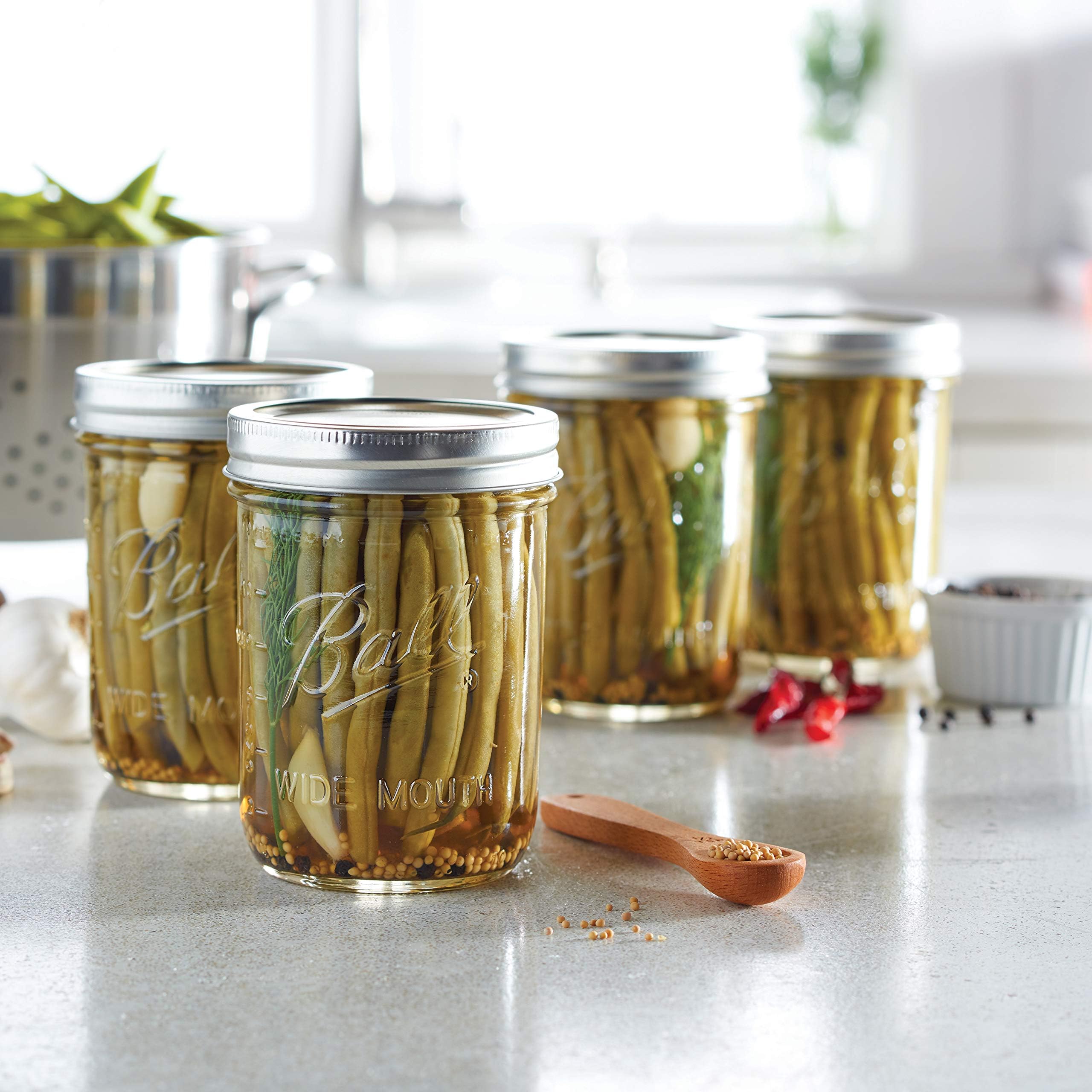 2-PACK Ball Wide Mouth Pint Mason Jars with Lids & Bands | 16-oz
