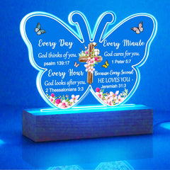 Christian Biblical Faith Based Religious Church Scripture Acrylic Butterfly Night Light with Bible Verse Prayer Butterfly Decor
