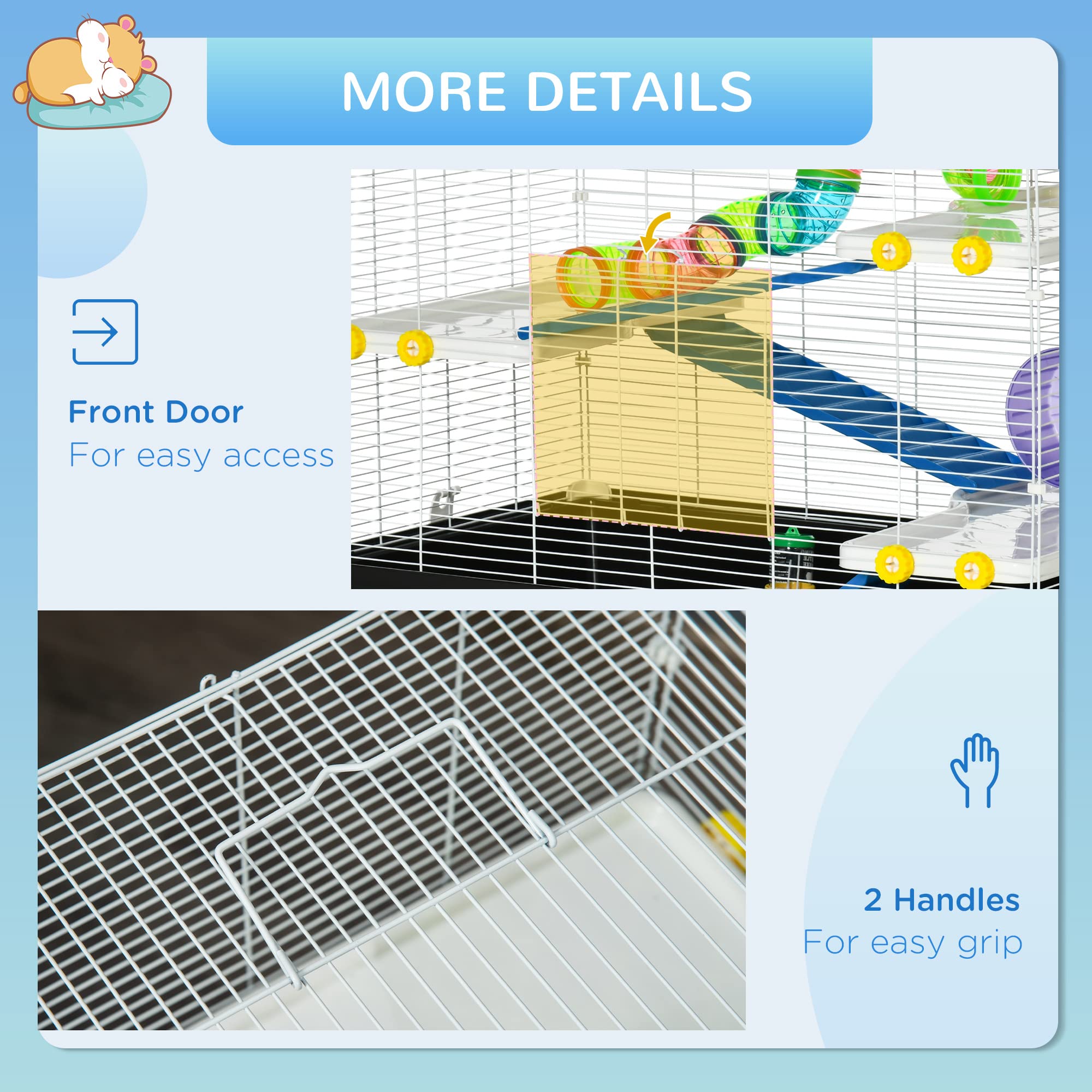(New Open Box) PawHut Large Hamster Cage for Gerbil Hamster 31" L x 18" W x 23.5" H Black