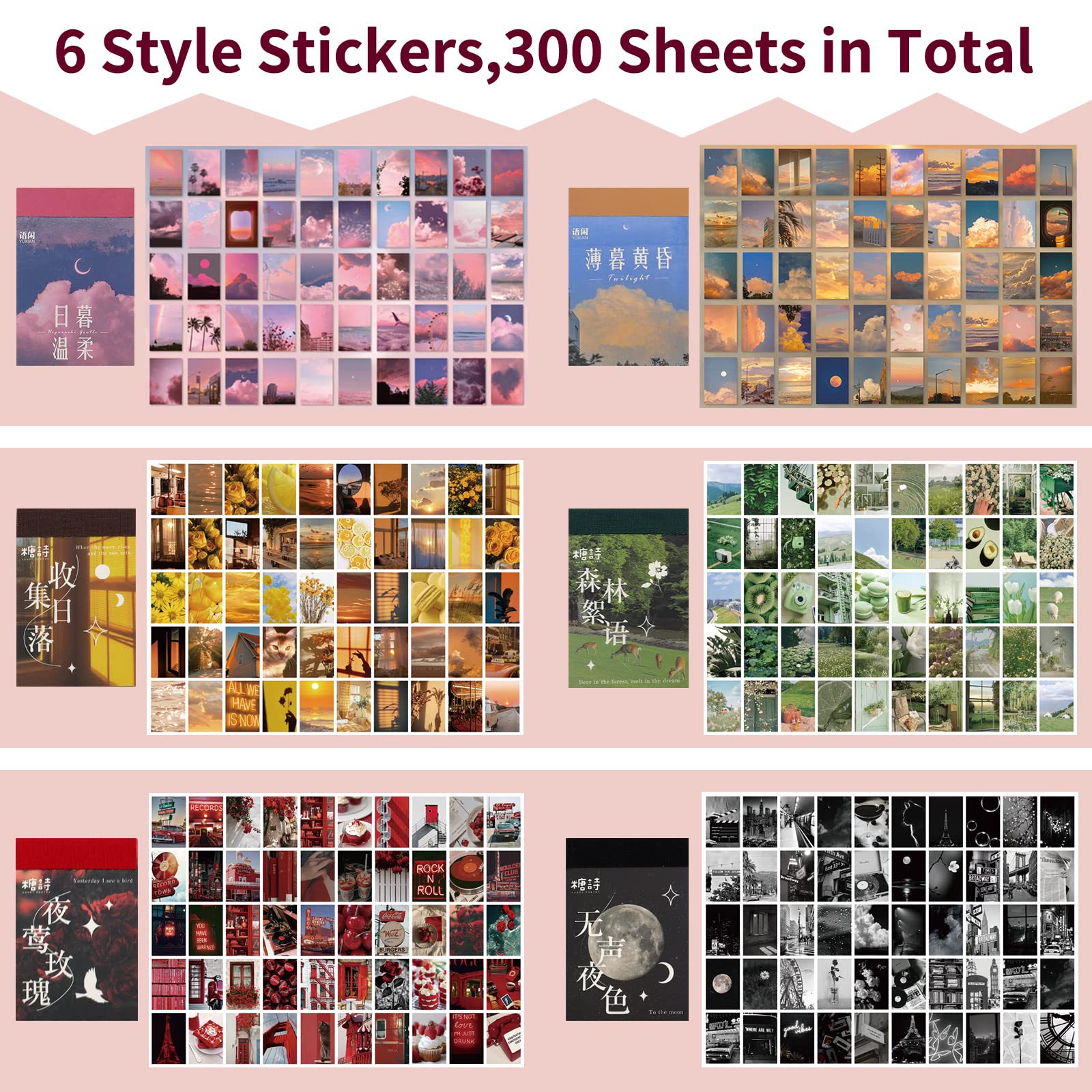 Daoeny 600 Pieces Washi Sticker Set, 12 Set Scrapbooking Diary Planner Album Diary Notebook, Scrapbooking Sticker Journaling Supplies for DIY Arts and Crafts Card Making Laptop Decoration
