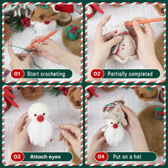 Ceckooty Christmas Crochet Kit for Beginners, Beginner Crochet Kit for Adults Kids with Detailed Instruction and Video Tutorials, Crochet Kit for Stocking Stuffers Christmas Gifts Decoration, Beige Gnome