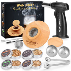 Cocktail Smoker Kit with Torch, WANDiORY Original Bourbon Whisky Drink Smoker Infuse Kit Includes 2 Whiskey Stone, Gifts for Men/Him/Father/Halloween/Christmas