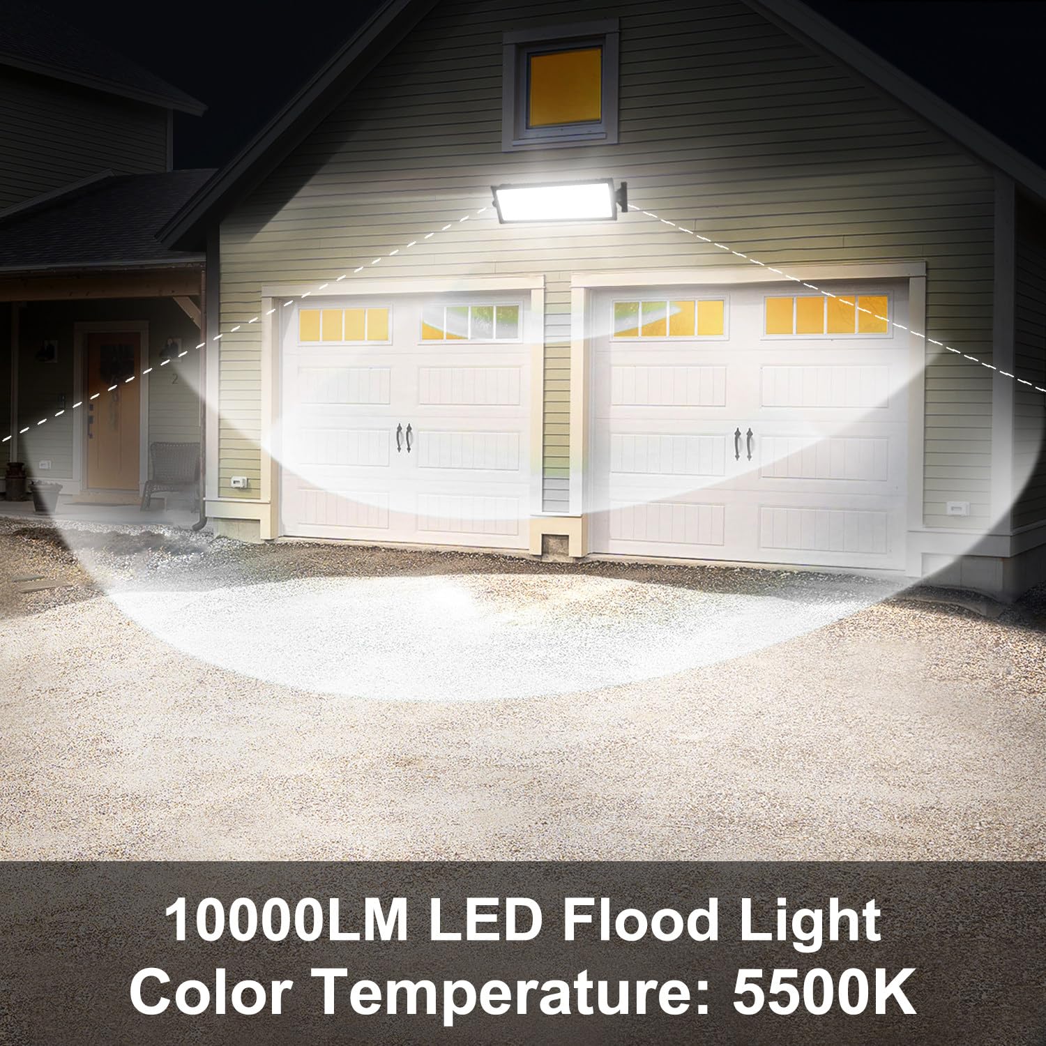120W 16000LM Super Bright LED IP66 Waterproof Garage/Shop LED Flood Light with Plug, 5000K Daylight White