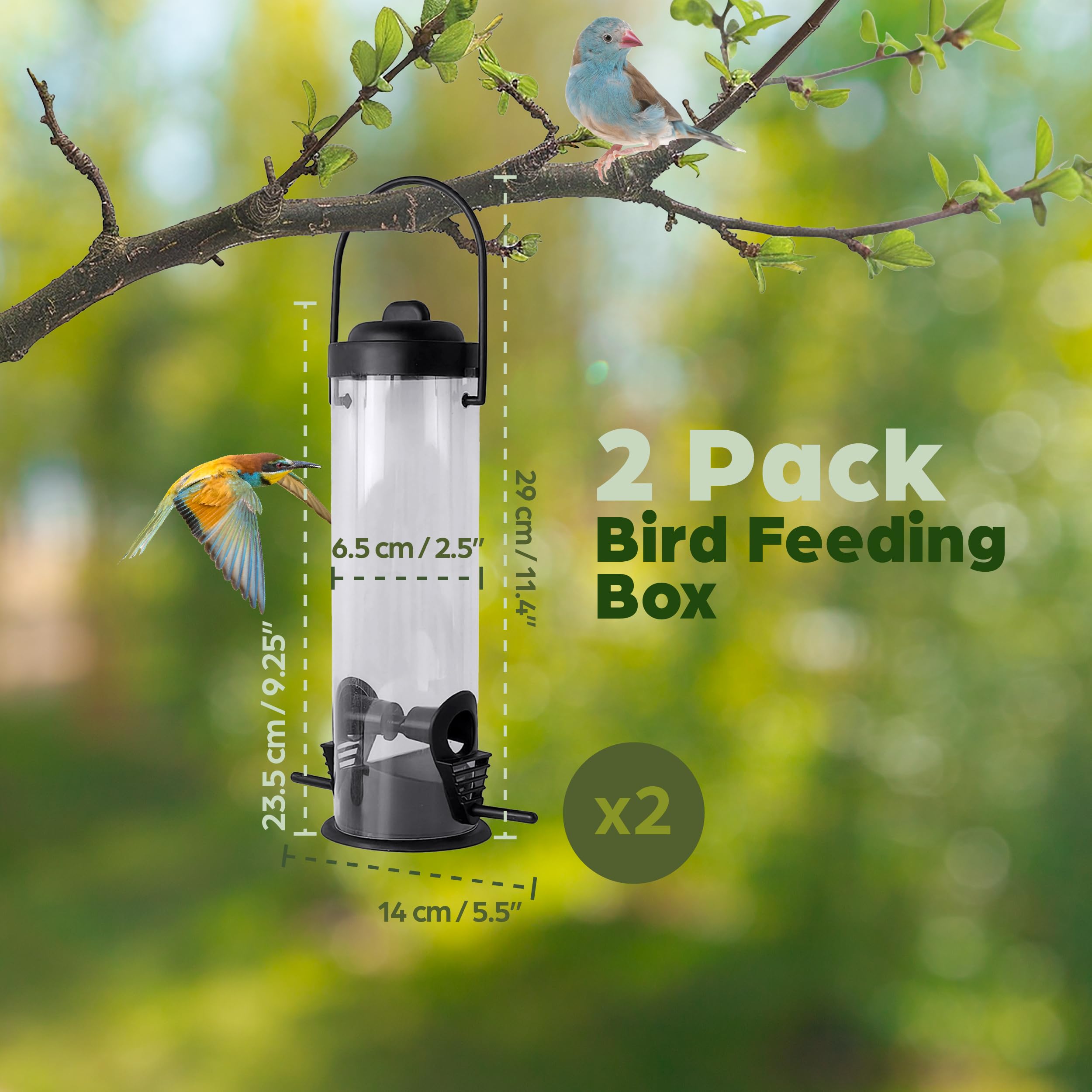 2-Pack Black Bird Feeders