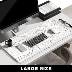 BOSOBO 80x30cm Minimalist Abstract Lines Large Desk Gaming Mouse Pad Mat, WHITE/BLACK