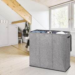DOKEHOM 180L Laundry Basket with Removable Lid and Laundry Bags, Large Collapsible Laundry Hamper with 3 Sections for Bedroom, Bathroom, Laundry Room, College (grey)