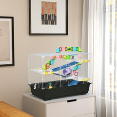 (New Open Box) PawHut Large Hamster Cage for Gerbil Hamster 31" L x 18" W x 23.5" H Black