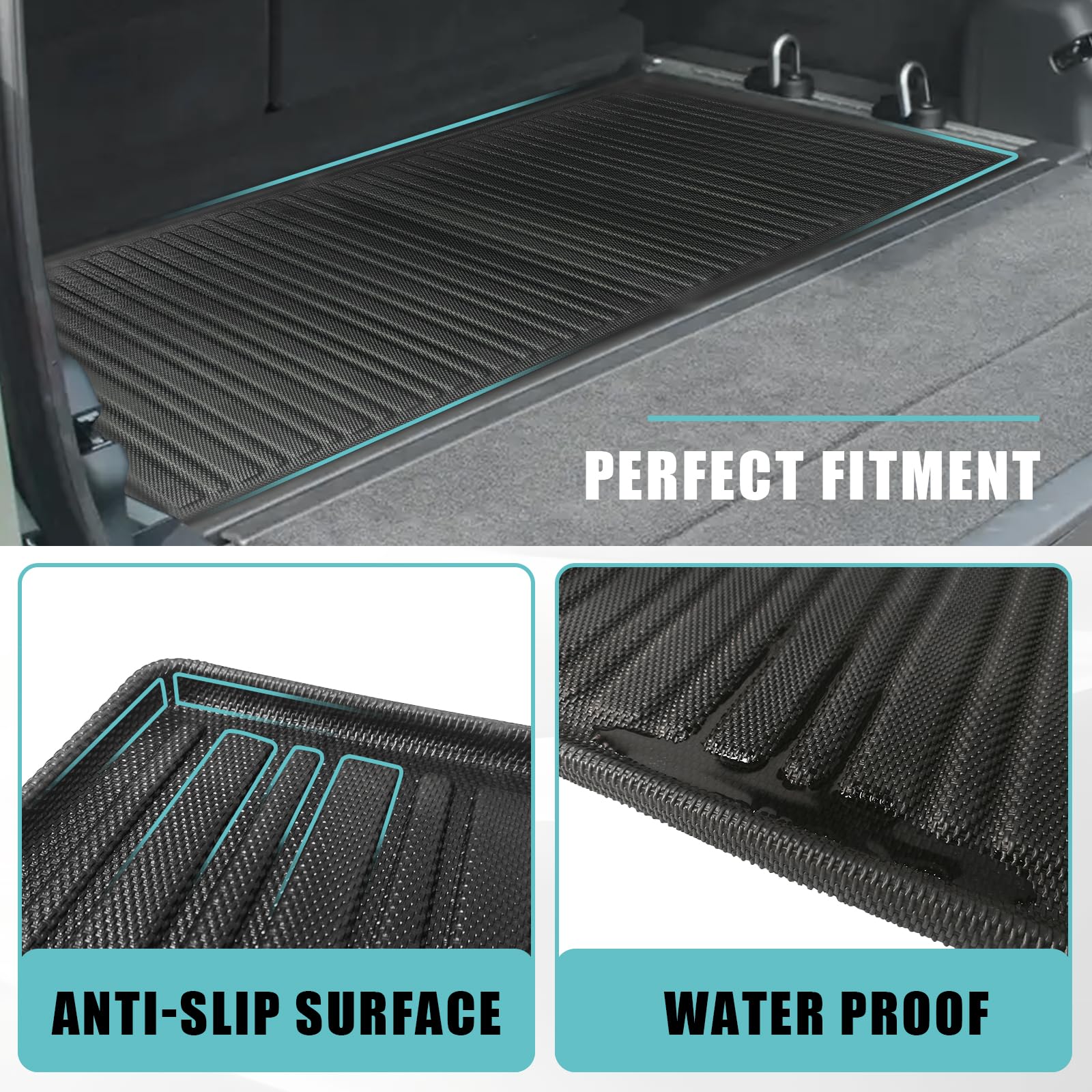 BestEvMod for Rivian R1S All Weather Trunk Mat Protection Accessories, 3D Cargo Liner TPE Material Compatible with Rivian R1S 2022-2024 2025 Interior Accessories