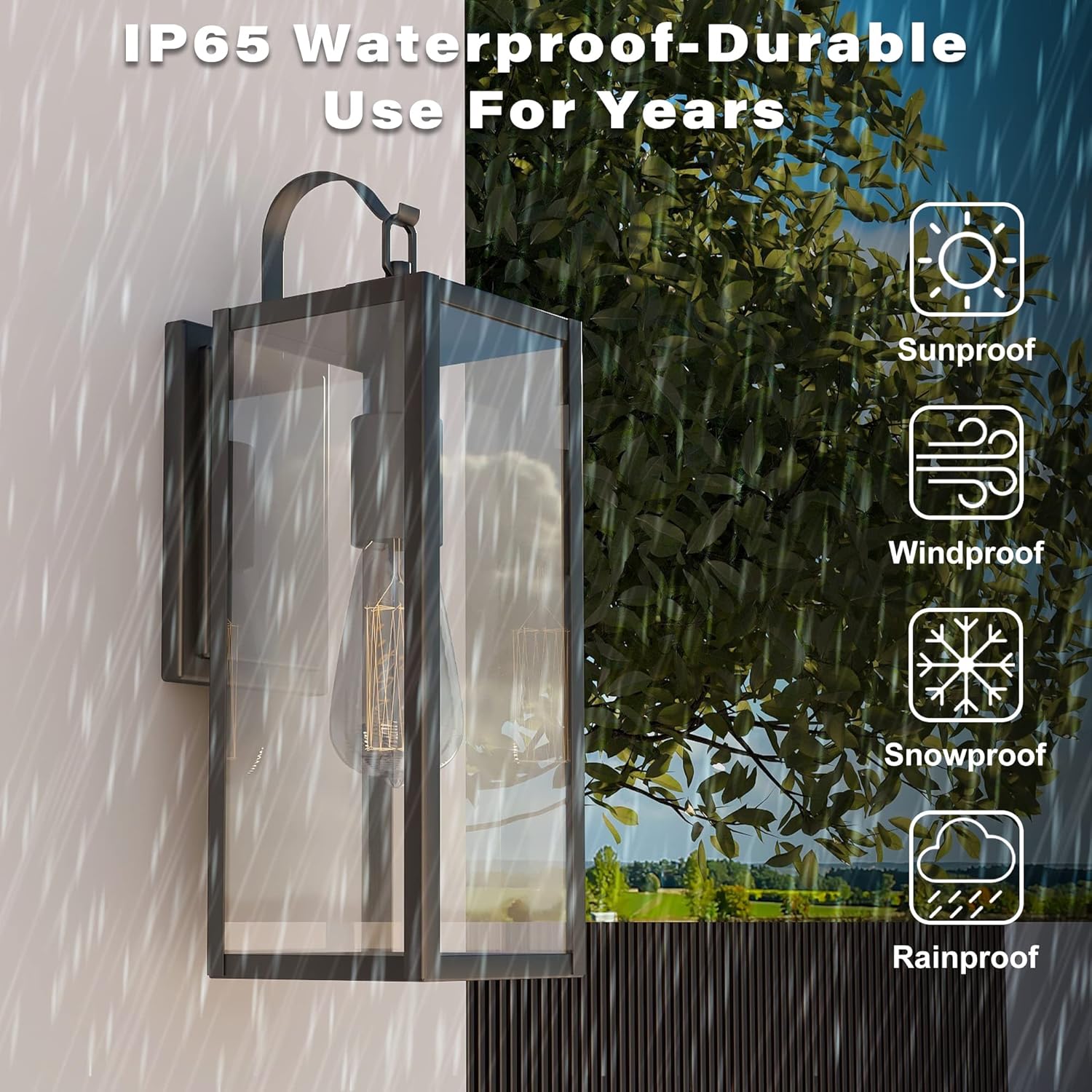 Dreamsidea 18 Inch Oversized Matte Black Exterior Light Fixture with Clear Glass
