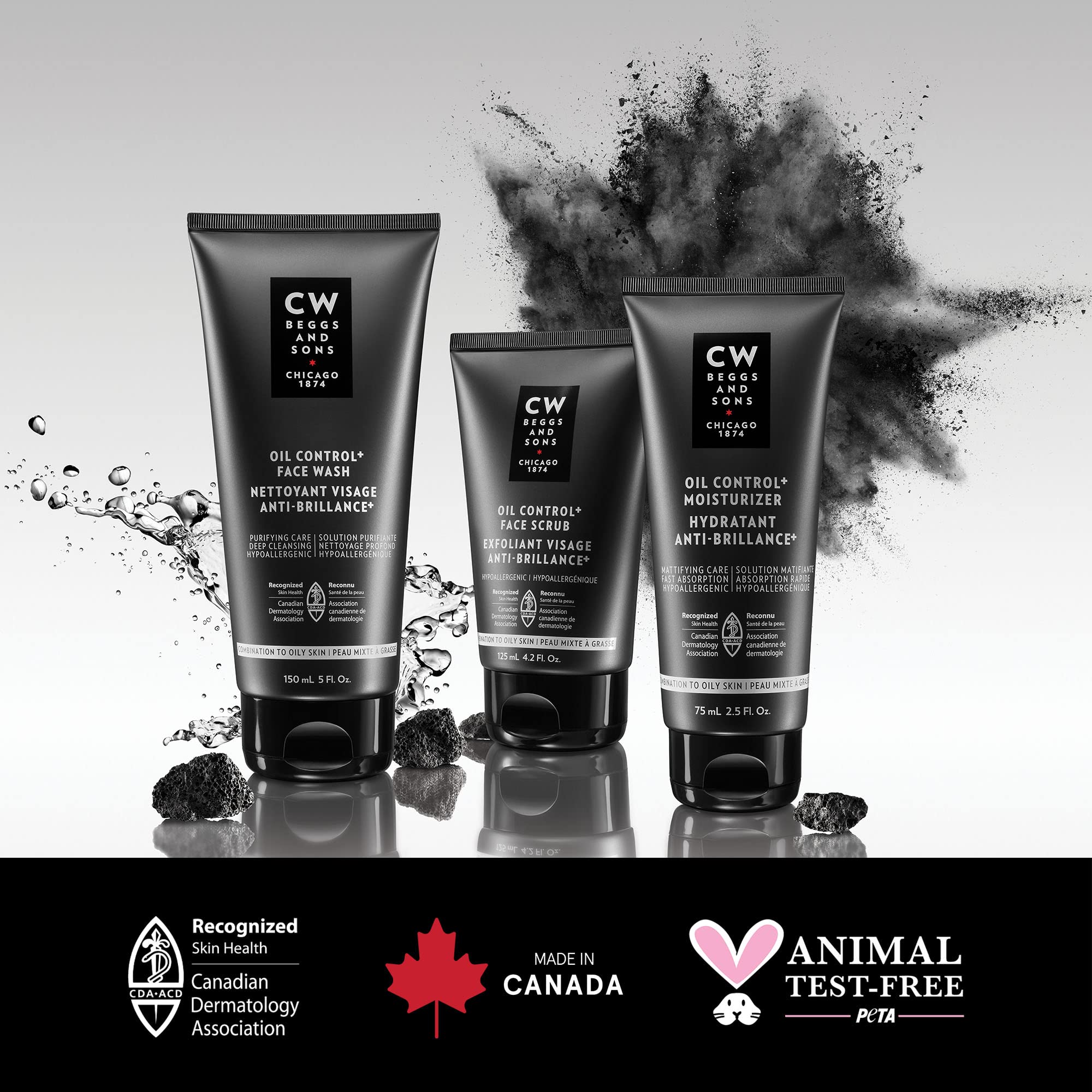 CW Beggs Oil Control+ Face Wash for Men, Oily Skin, Hypoallergenic, Fragrance-Free, Paraben-Free, Alcohol-Free, Mineral Oil-Free, Cruelty-Free