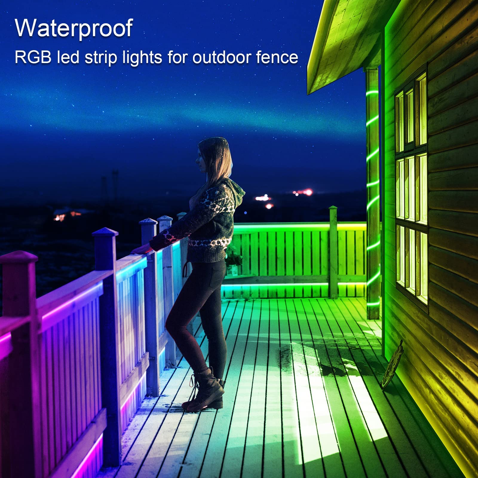 AILBTON 200FT/60M Outdoor LED Strip Light Waterproof,IP68 Outside LED Light Strip Waterproof with App Remote Control,Music Sync RGB Exterior LED Rope Light for Balcony,Deck,Rooftop,Garden