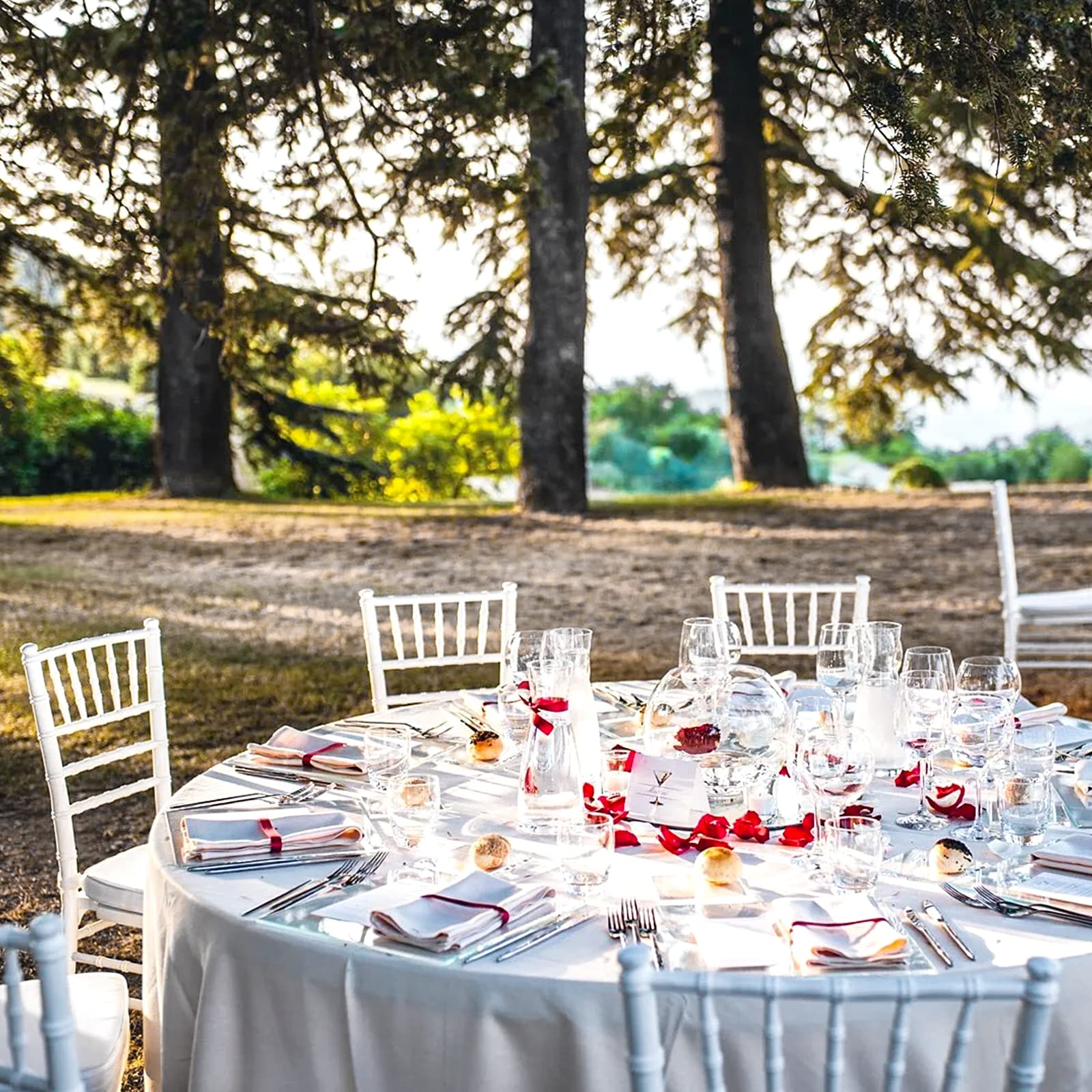 10 Pack Round Tablecloth White Round Tablecloth 90 Inch Round Table Cloth Washable Polyester Fabric Bulk Linen Tablecloths Round Table Cover Table Cloths for Parties Wedding Banquet Buffet Dinning