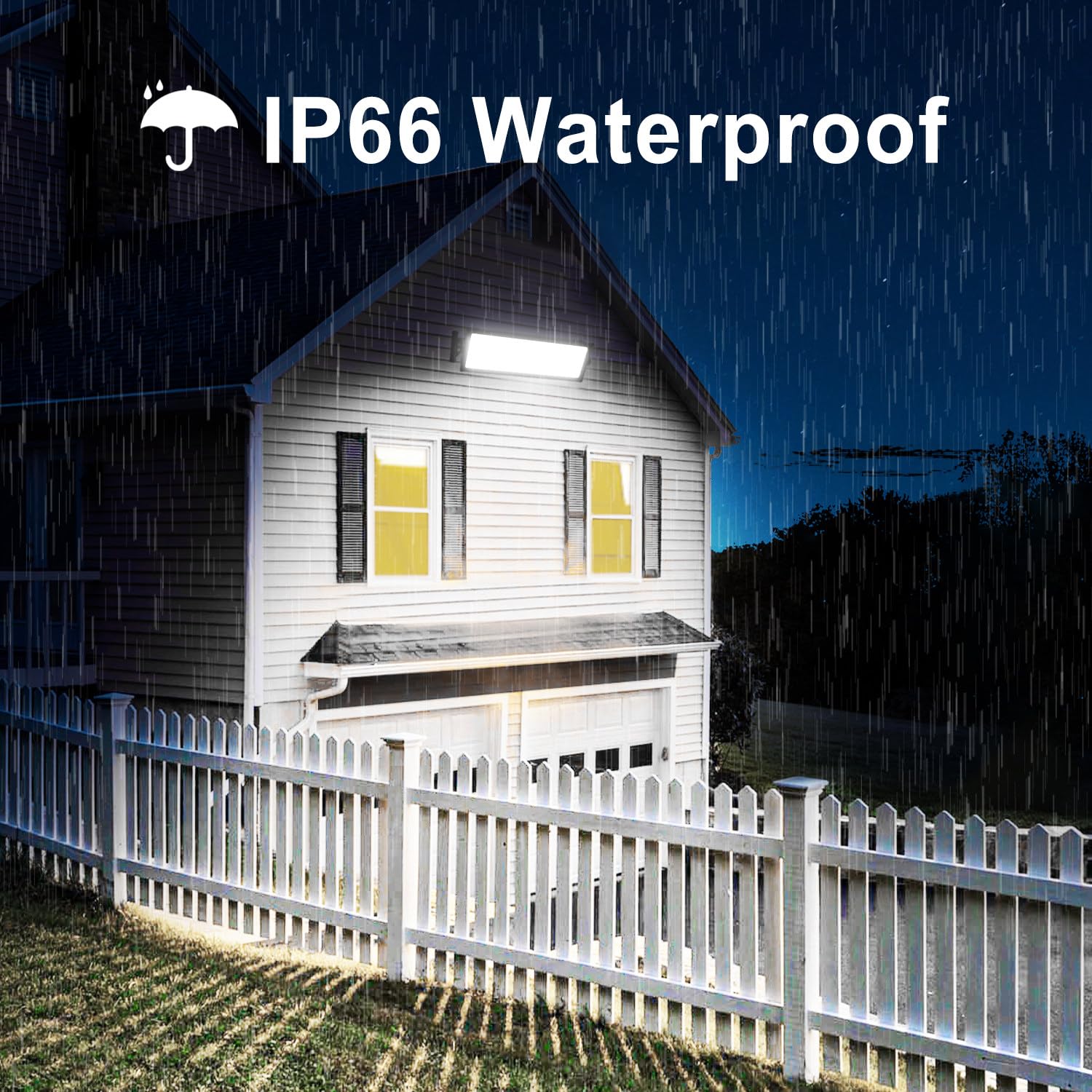 120W 16000LM Super Bright LED IP66 Waterproof Garage/Shop LED Flood Light with Plug, 5000K Daylight White