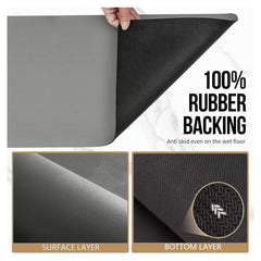 Coffee Mat Bar Hide Stain Absorbent Drying Mat With Waterproof Rubber Backing - Fits Under Coffee Maker, Machine, Pot, Espresso Machine - Bar Accessories (Grey, 12"x19")