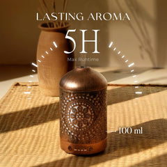 Earnest Living Essential Oil Diffuser Metal Diffuser 100 ml Timers Night Lights and Auto Off Function Home Office Humidifier Aromatherapy Diffusers for Essential Oils