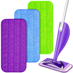 3 Pack Reusable Mop Pads for Swiffer WetJet, Wet Pads Refill Microfiber Mop Pads Refills Washable Mop Refill Pads Wet Dry Mop Replacement Heads for Hardwood Floor Cleaning