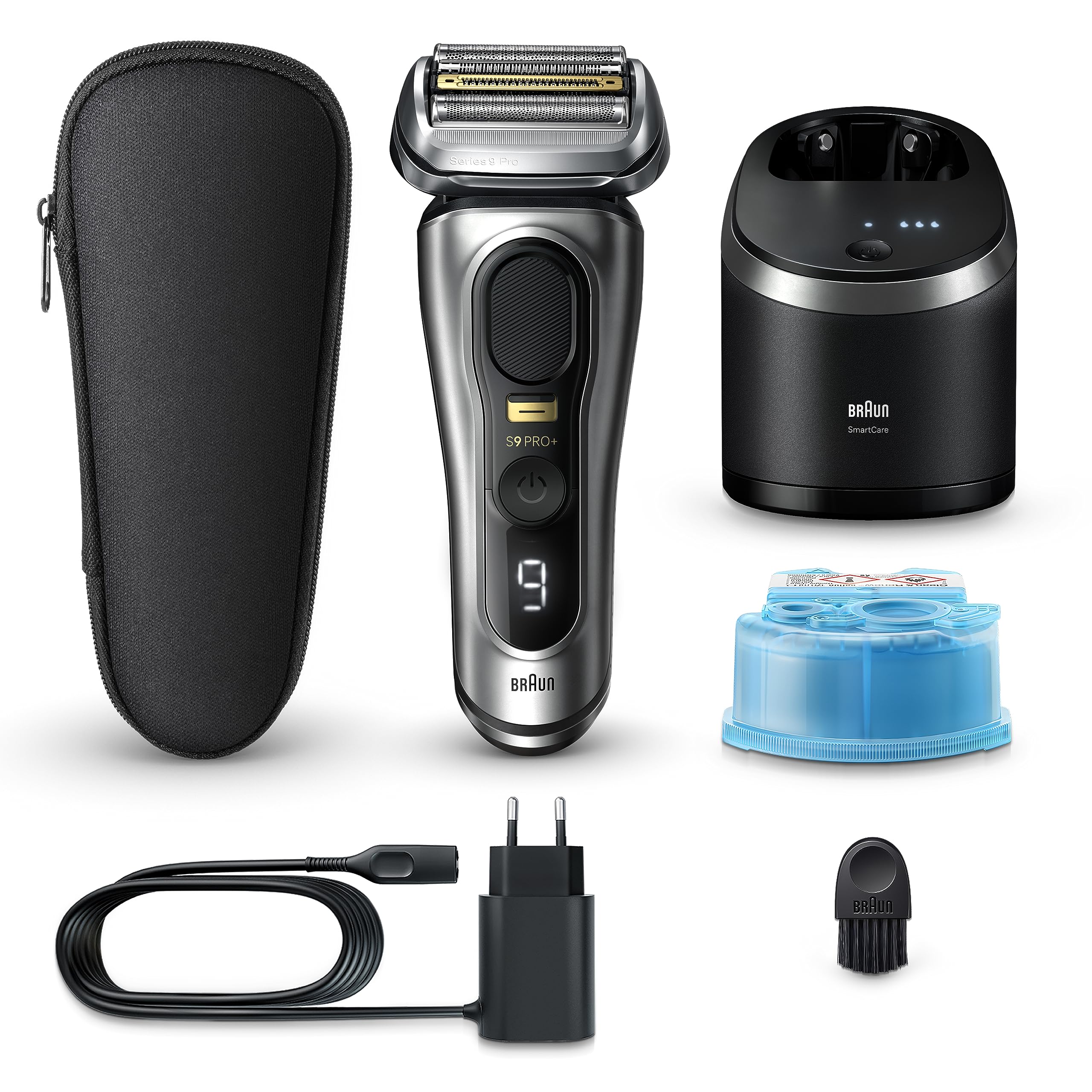 Braun Series 9 PRO+ Electric Shaver for Men with Precision Long Hair Trimmer, Wet and Dry Electric Razor , 9567cc Galvano Silver