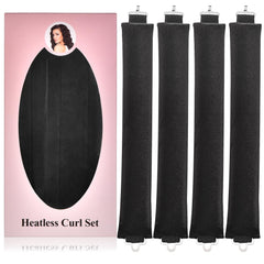 CEKEME 4pcs Heatless Blowout Curlers for Long Hair, Jumbo Flexi Soft Rods, Black