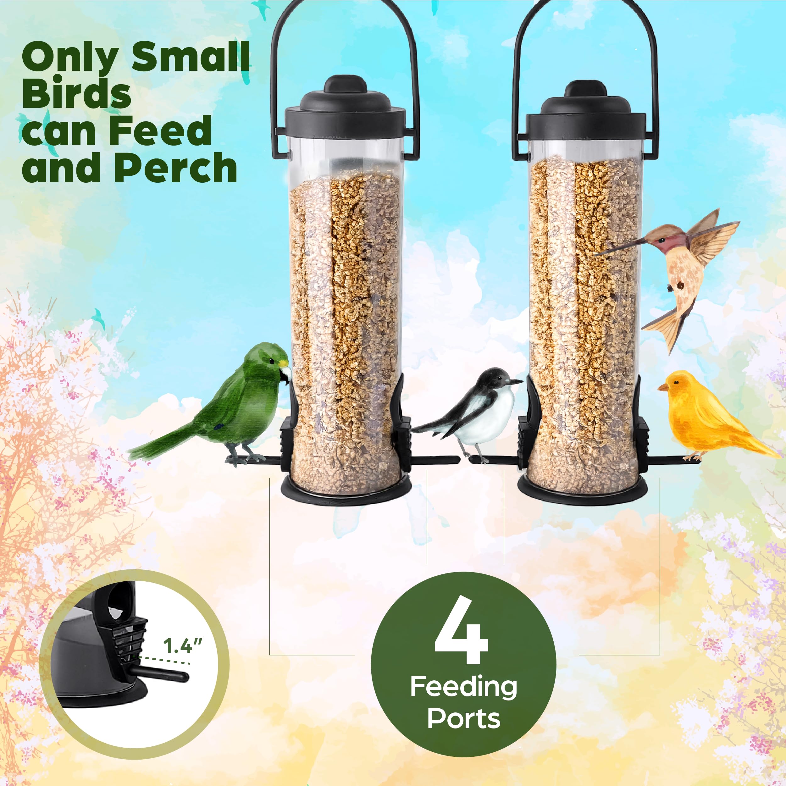 2-Pack Black Bird Feeders