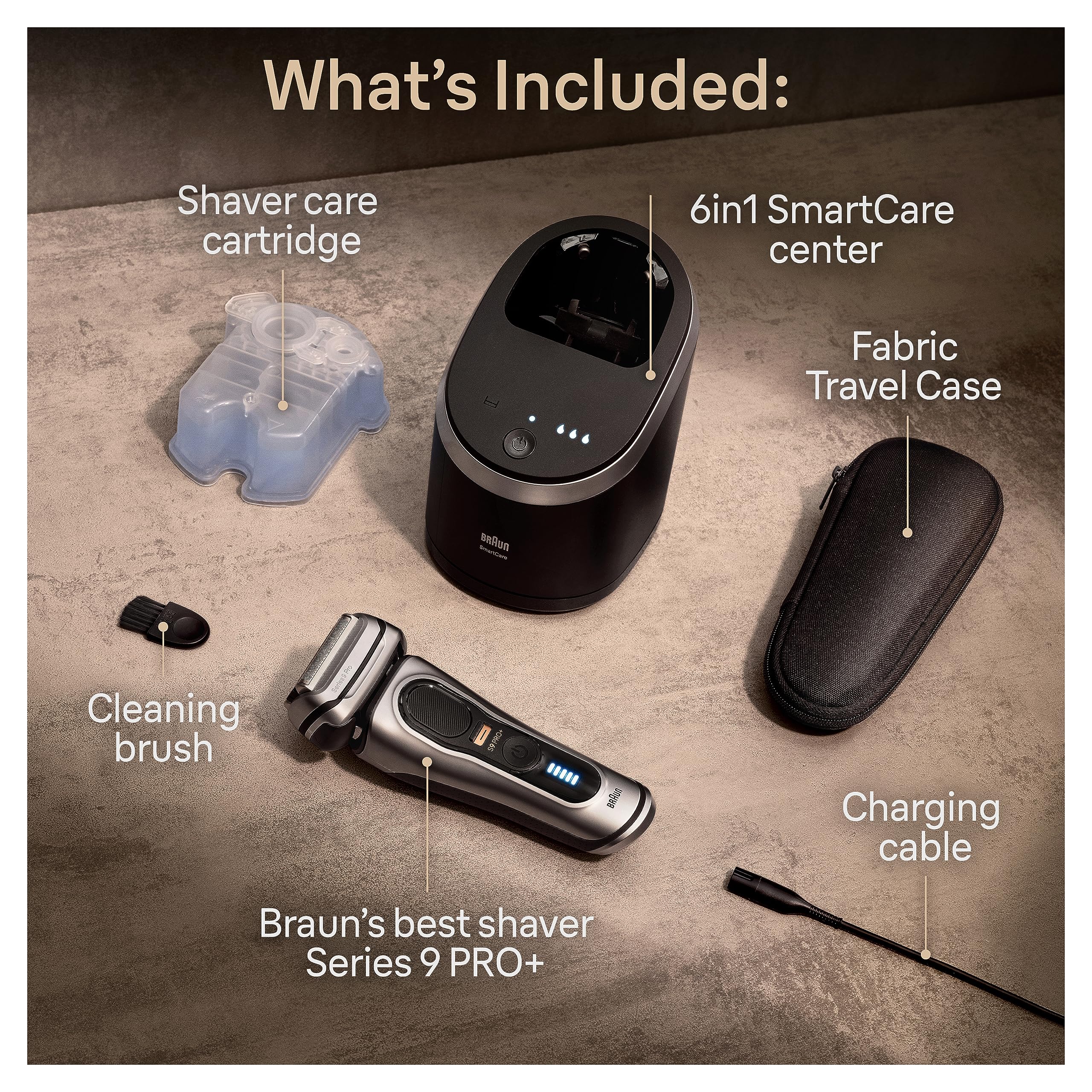 Braun Series 9 PRO+ Electric Shaver for Men with Precision Long Hair Trimmer, Wet and Dry Electric Razor , 9567cc Galvano Silver