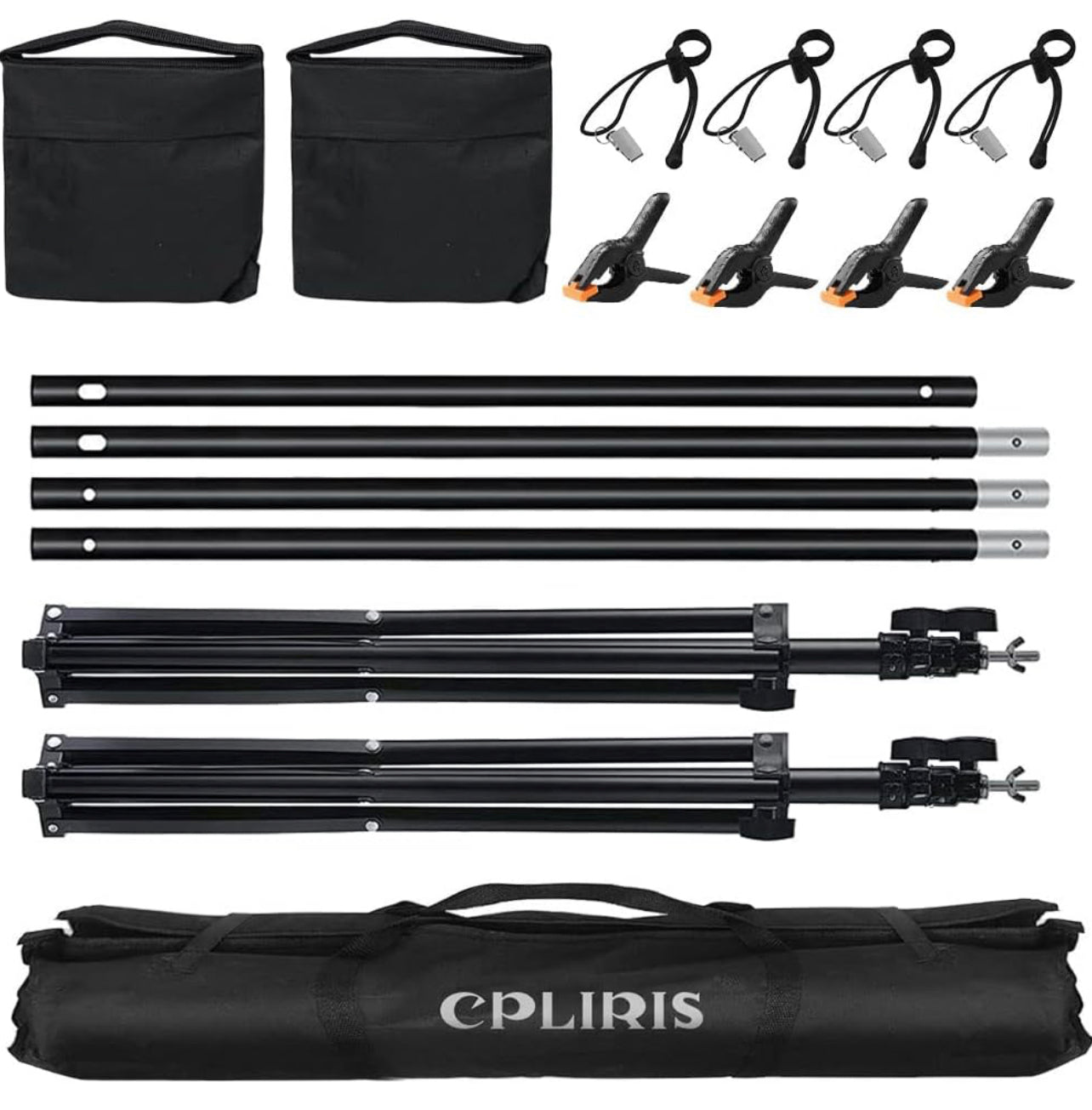 Backdrop Stand for Parties, 6.5x10ft Photo Background Support Banner Stand with 4 Spring Clamps, 2 Sandbag, 4 Backdrop Holder Clip for Parties, Baby Shower, Birthday